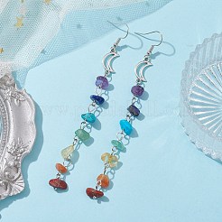 Chakra Theme Natural & Synthetic Gemstone Chip Dangle Earrings&nbsp;EJEW-JE05629-02