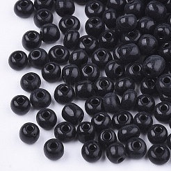ベーキングペイント ガラスシードビーズ 3/0個  ラウンド  ブラック  5~6x3~5mm  穴：1.2~2mm  約2500個/袋&nbsp;SEED-Q025-5mm-M07