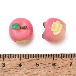 不透明な樹脂製の模造フルーツビーズ  かじられたリンゴ  ピンク  13.5x15.5mm  穴：1.6mm&nbsp;RE-CBA7479-01