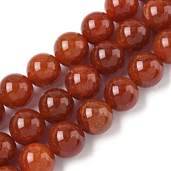 天然石クラック瑪瑙ビーズ連売り  ラウンド  染め  レッド  14mm  穴：1.6mm  約28個/連  15.35''（39センチメートル）&nbsp;G-I394-B15-14mm
