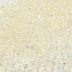 内側の色のフリンジガラスシードビーズ6/0個  ティアドロップ  淡黄色  4.5~5x3.5~4x4~5mm  穴：1mm  約88個/10g&nbsp;X1-SEED-A034-03I