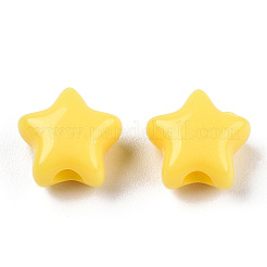 不透明なアクリルビーズ  スター  きいろ  9x9.5x5.5mm  穴：2.5mm  約2050個/500g&nbsp;MACR-T047-01-22