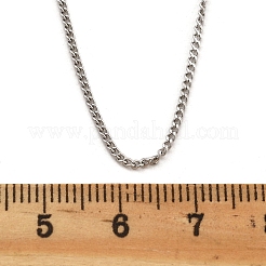 女性用真鍮カーブチェーンネックレス  304ステンレススチール製カニカン付き  ラックメッキ鉛フリー＆カドミウムフリー  長持ちメッキ  プラチナ  17.76インチ（45.1cm）&nbsp;NJEW-D302-50P