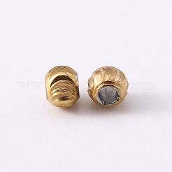 201ステンレス鋼波形ビーズ  ラウンド  ゴールデン·ステンレス鋼色  3x2.5mm  穴：1.2mm&nbsp;STAS-S103-17A-G