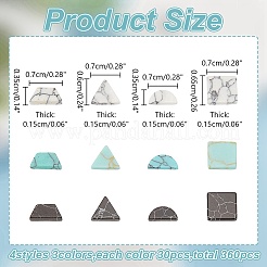 120Pcs 12 Styles Synthetic Turquoise Cabochons&nbsp;TURQ-AR0001-47
