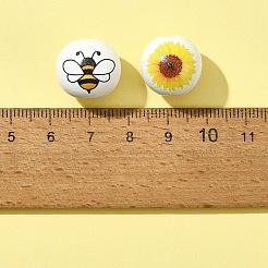 10Pcs Bees Theme Printed Wooden Beads&nbsp;WOOD-FS0001-15