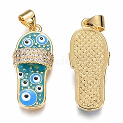 Brass Micro Pave Clear Cubic Zirconia Pendants&nbsp;ZIRC-B002-31G-B