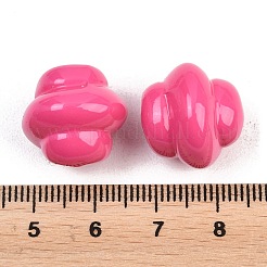 不透明なアクリルビーズ  焼き付け塗料  ショッキングピンク  16x16mm  穴：3mm&nbsp;OACR-H034-39I