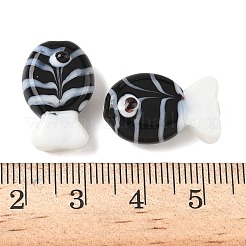 手作りランプワークビーズ  魚  ブラック  19~19.5x12x8.5mm  穴：1.2~1.8mm&nbsp;LAMP-TAC0007-01H