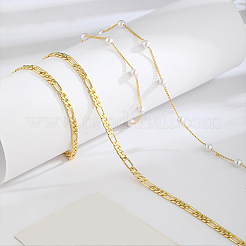 2Pcs 2 Styles Iron Figaro Chains & Curb Chain Belts&nbsp;IFIN-WH20816-001G