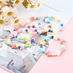 アクリルキッズブレスレットセット  ストレッチビーズブレスレット  混合形状のプラスチックビーズ  カラフル  内径：1-3/4インチ（4.3cm）  5個/セット&nbsp;BJEW-JB06116