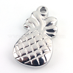 変色しにくい304ステンレススチールのパイナップルペンダント  ステンレス鋼色  18x11x3mm  穴：1.5mm&nbsp;STAS-Q192-33