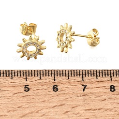 Brass Micro Pave Cubic Zirconia Stud Earrings&nbsp;KK-CBA5B62-05G