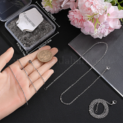 30Pcs 304 Stainless Steel Flat Cable Chain Necklaces Set&nbsp;STAS-BBC0005-02
