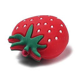イチゴ食品グレードの環境に優しいシリコーン焦点ビーズ  レッド  27x25x5mm  穴：2.3mm&nbsp;SIL-K003-01A