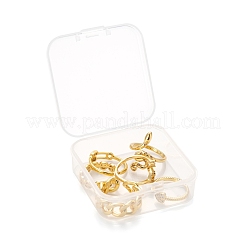 6Pcs 6 Styles Adjustable Brass Micro Pave Clear Cubic Zirconia Cuff Rings&nbsp;RJEW-LS0001-29G
