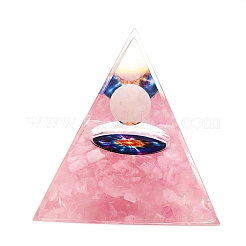 オルゴナイトピラミッド樹脂エネルギー発生器  レイキ天然ローズクォーツチップが内側にあり、ホームオフィスのデスクの装飾に使用できます。  50mm&nbsp;PW-WG65AA9-01