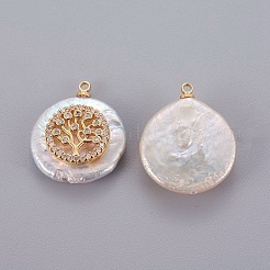 Natural Cultured Freshwater Pearl Pendants&nbsp;PEAR-J004-15G