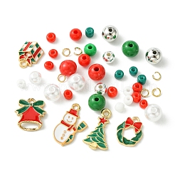 クリスマステーマのDIYアクリル＆プラスチック＆ガラスシードビーズブレスレットキット  ミックスカラー  8mm  穴：1.5mm  2色  25個/カラー  50pc&nbsp;DIY-FS0006-55