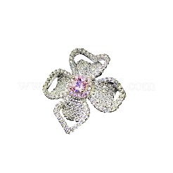女性用真鍮ラインストーン指輪  花  プラチナ  usサイズ7（17.3mm）&nbsp;FS-WGC1A7E-02