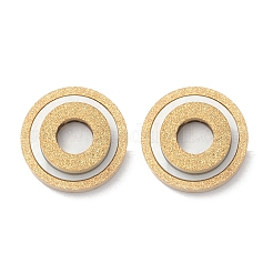 304ステンレススチールプラスチック模造貝スタッドピアス  フラットラウンド  イオンプレーティング（ip）  ゴールドカラー  13.5mm&nbsp;EJEW-Z089-20G