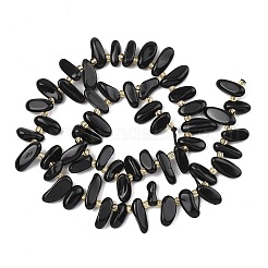 天然石オブシディアンビーズ連売り  チップ  トップ掘削  シードビーズで  9~28x5~11x3~7mm  穴：1mm  約46~59個/連  15.16~15.55''（38.5~39.5センチメートル）&nbsp;G-F821-C02-01