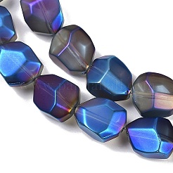 電気メッキガラスビーズセット  艶消し  ファセットポリゴン  ブルー  12.5x9.5x7mm  穴：1mm  約50個/連  23.86インチ（60.6cm）&nbsp;EGLA-C009-01A-FR02