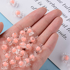 透明なアクリルビーズ  二層ビーズ  キャンディ  鮭色  9x17x8.5mm  穴：2mm  約192個/100g&nbsp;LS-TACR-S152-03A-SS2109