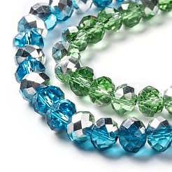 電気メッキされたガラスファセット付きビーズ連売り  ロンデル  ミックスカラー  2.5~12x1.5~8mm  穴：0.5~1.5mm  約68~200個/連  13.66インチ〜23インチ（34.7~58.4cm）&nbsp;EGLA-MSMC0001-05