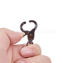 亜鉛合金回転式ナスカンカニカン  スイベルスナップフック  ガンメタ色  31x19x6.5mm  穴：9x5mm&nbsp;PALLOY-PH0012-69B