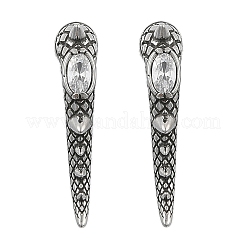 316サージカルステンレススタッドピアス  クリアキュービックジルコニア  昆虫  アンティークシルバー  26.5x5.5mm&nbsp;EJEW-R022-01AS