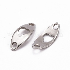 変色しにくいカーブ楕円形ハート201ステンレススチールリンクコネクター  ステンレス鋼色  20x8x1mm  穴：2.5mm&nbsp;STAS-R071-26
