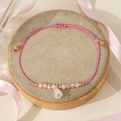 Glass Heart Charm Braided Bracelets&nbsp;ZL0306