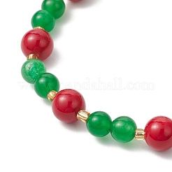 Natural Dyed Mashan Jade Gemstone Beaded Stretch Bracelets&nbsp;BJEW-MZ00193