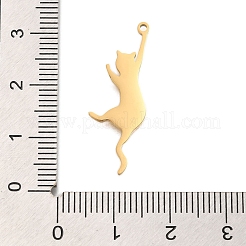 304ステンレスペンダント  レーザー切断  猫のチャーム  18KGP本金メッキ  28.5x10x1mm  穴：1.2mm&nbsp;STAS-S150-10G