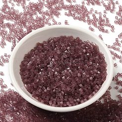 透明ガラスシードビーズ  六角形（ツーカット）  淡いバイオレットレッド  2x1.5mm  穴：0.9mm&nbsp;SEED-S042-21B-03