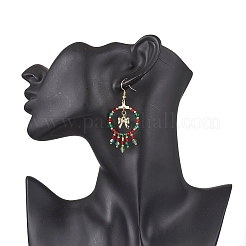 Christmas Themed Handmade Glass Seed Beads Dangle Earrings&nbsp;EJEW-MZ00488-02