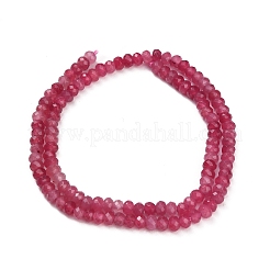染め加工天然石ホワイトジェイドビーズ連売り  ロンデル  多面カット  クリムゾン  4x3mm  穴：0.9mm  約118個/連  13.78''（35センチメートル）&nbsp;GG-CBAF9EE-A18-3x4mm