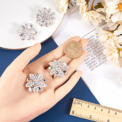 4個セット 1穴 合金製 ラインストーン シャンクボタン  服飾材料  花  クリスタル  30x29.5x11.5mm  穴：2.5mm&nbsp;BUTT-GF0003-73