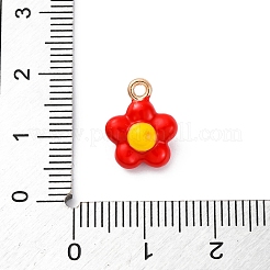 合金エナメルチャーム  花のチャーム  ゴールドカラー  レッド  13.5x10.5x6mm  穴：1.5mm&nbsp;ENAM-E362-10D