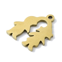 304ステンレススチールチャーム  レーザー切断  カップルの魅力  ゴールドカラー  14x12x1mm  穴：1.2mm&nbsp;STAS-C097-33G