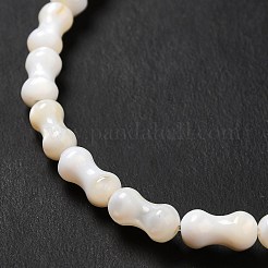 天然淡水シェルビーズ連売り  ピーナッツ  ホワイト  8x3.5mm  穴：0.7mm  約50個/連  15.16~15.28インチ（38.5~38.8cm）&nbsp;SHEL-G014-03