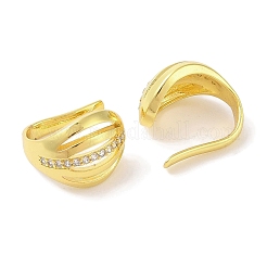 真鍮マイクロパヴェクリアキュービックジルコニアカフイヤリング（女性用）  ナゲット  18KGP本金メッキ  14.5x11mm&nbsp;EJEW-I305-33G