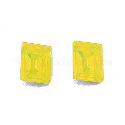K9ガラスラインストーンカボション  尖ったバック＆バックメッキ  多面カット  長方形  黄水晶  8x6x3mm&nbsp;MRMJ-N029-18-01