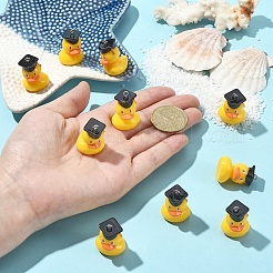 卒業テーマの樹脂ペンダント10個  キャップとプラチナメッキの鉄製ループが付いたアヒルのチャーム  ゴールド  29x19.5x20mm  穴：2mm&nbsp;RESI-YW0004-71