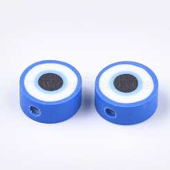 手作り樹脂粘土ビーズ  目でフラットラウンド  藤紫色  10.5x4~4.5mm  穴：1.4~1.6mm&nbsp;X-CLAY-S092-35