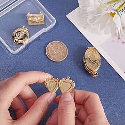 5Pcs 5 Style Brass Locket Pendants&nbsp;KK-SZ0004-02