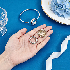 304 Stainless Steel Glass Flat Round Floating Locket Memory Cuff Bangles&nbsp;AJEW-WH0816-725B-P