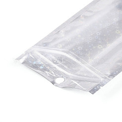 キラキラ輝くホログラフィックスターのプラスチック包装、陰陽模様の再封可能な袋  トップセルフシールパウチ  長方形  銀  15x10.5x0.01cm  片側の厚さ：2.5ミル（0.065mm）&nbsp;OPP-N002-02D