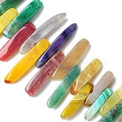 天然石ビーズ連売り  天然な瑪瑙  染め  カラフル  サイズ：幅さ約7~11mm  長さ27~75mm  厚さ5~11mm  穴：1mm  52個/連  15.4インチ&nbsp;G-Q254-1